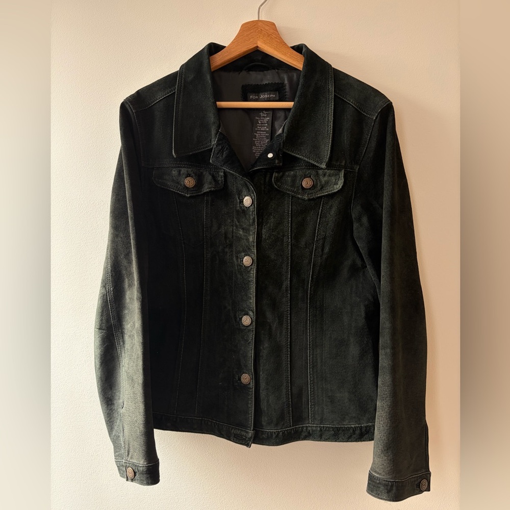 Free shipping! Vintage For Joseph Suede Jacket - Size Large - Black/Navy